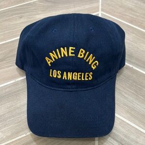 Anine Bing Navy Cap with Yellow Embroidery